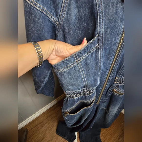 WE THE FREE Denim Jumpsuit w Hoodie - Picture 7 of 7